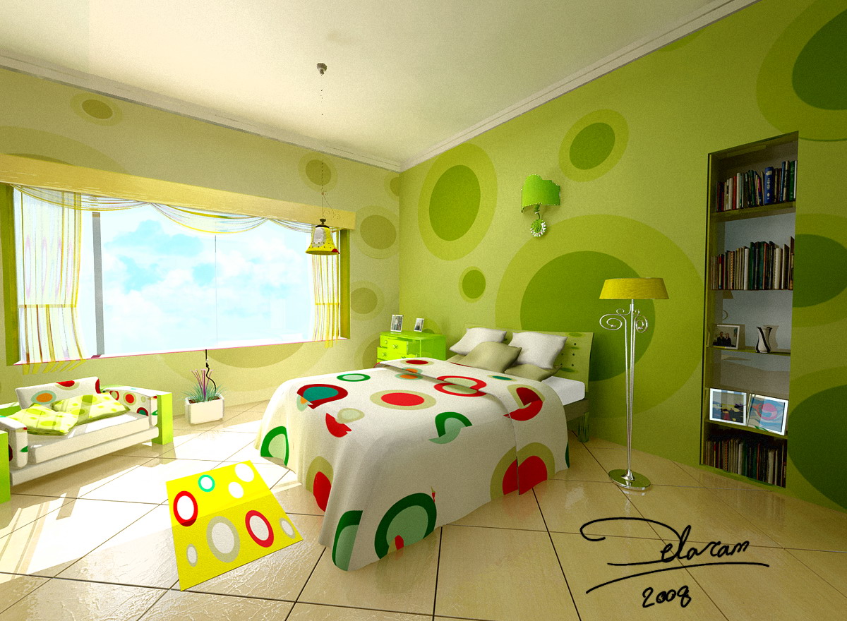 dormitorio en color verde