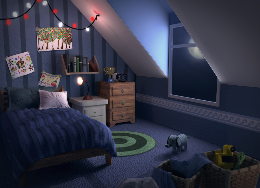 dormitorio en color azul