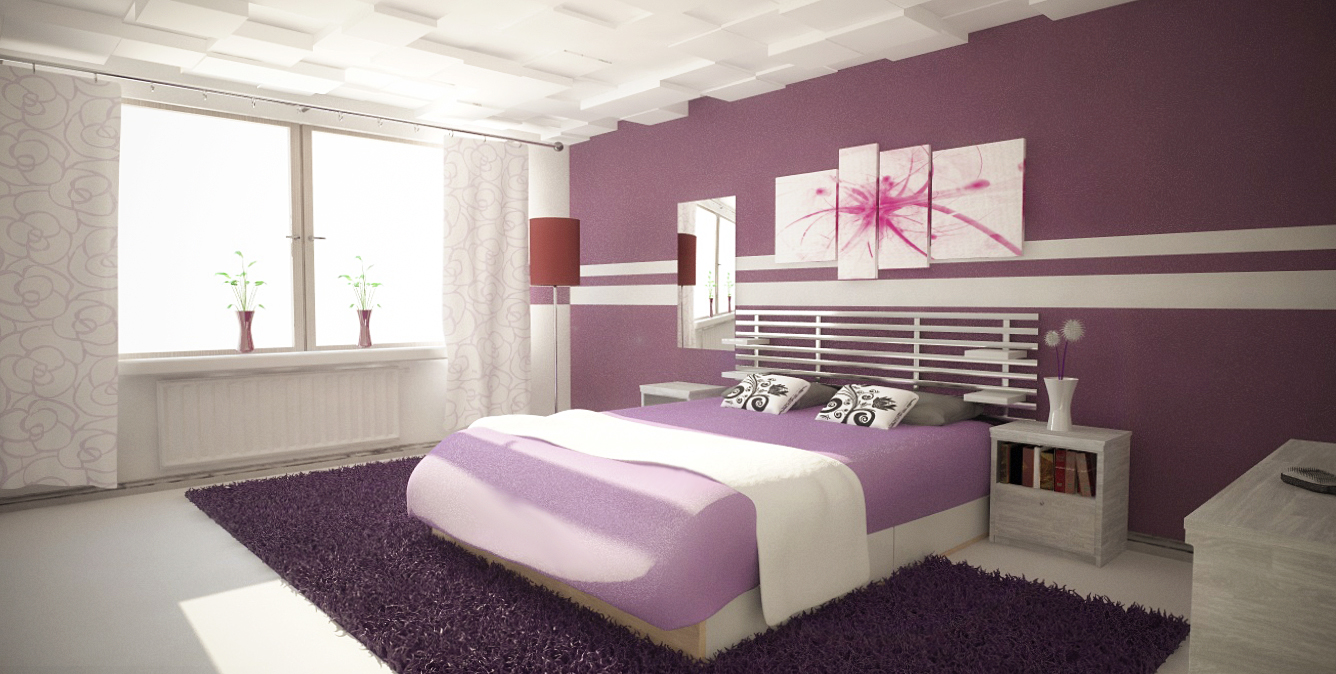 dormitorio en color morado