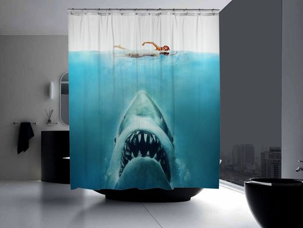 cortinas de baño divertidas - Película Tiburón