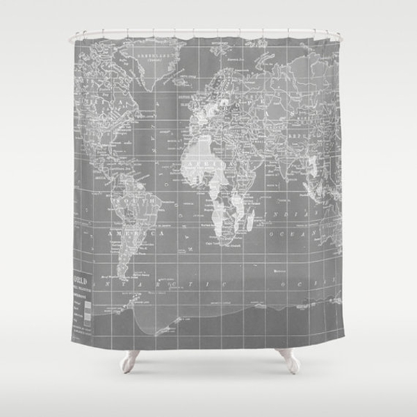 cortinas de baño divertidas - Mapa del mundo